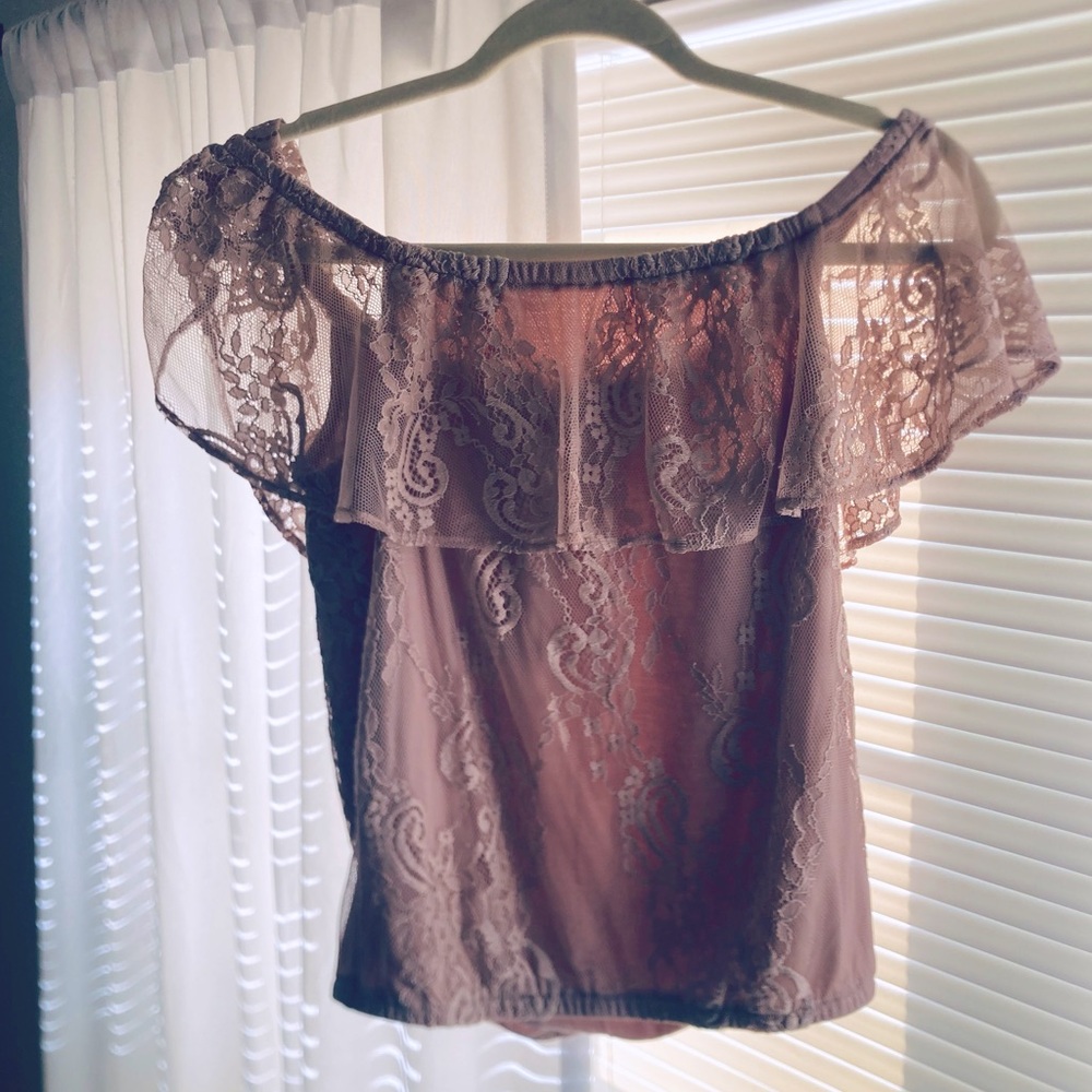 American Eagle Pink Lace Top